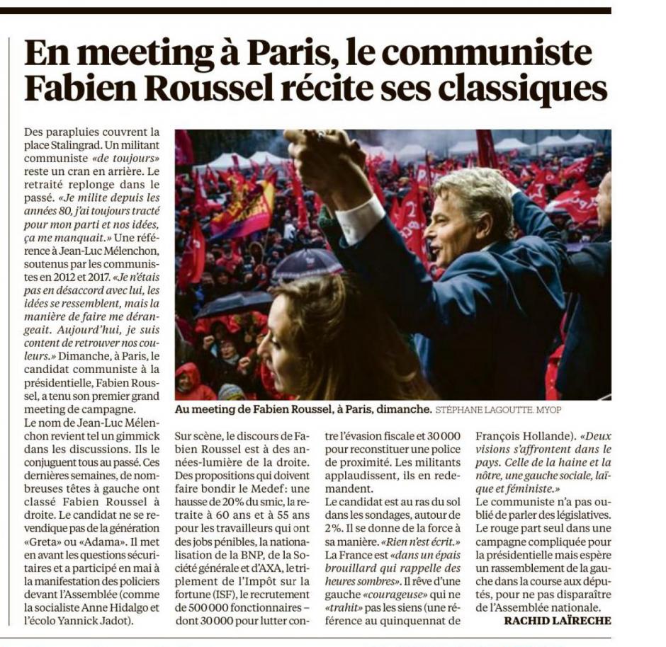 20211122-Libé-France-En meeting à Paris, le communiste Fabien Roussel récite ses classiques