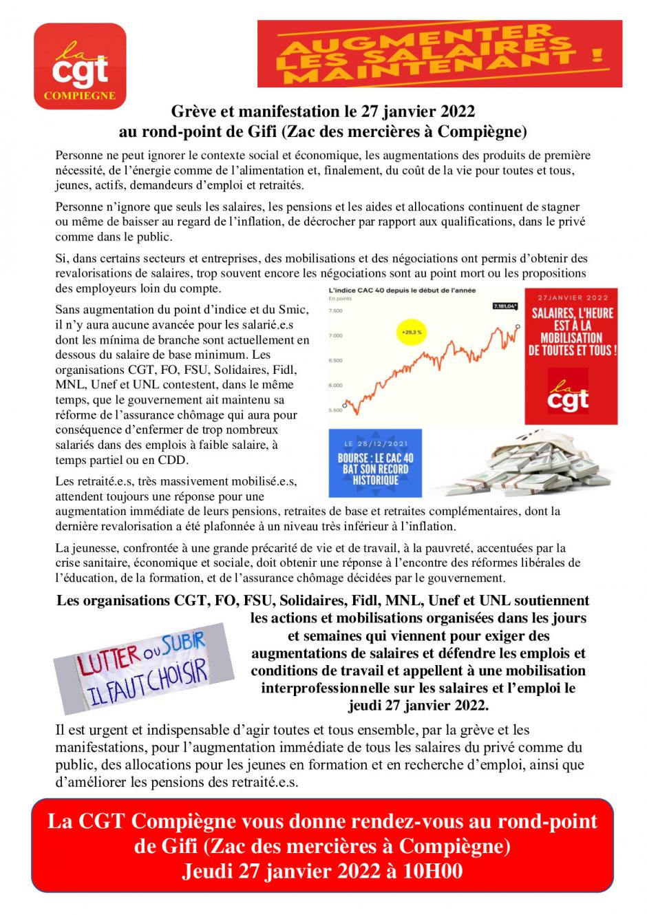 Journée de mobilisation du 27 janvier 2022 - Tract de l'UL CGT Compiègne