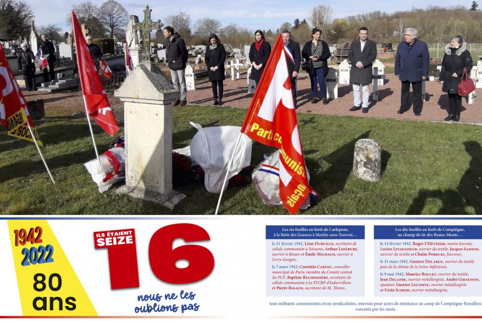 Ils étaient seize : on n'oublie pas ! Hommage aux résistants fusillés en 1942 - Carlepont & Compiègne, 13 mars 2022