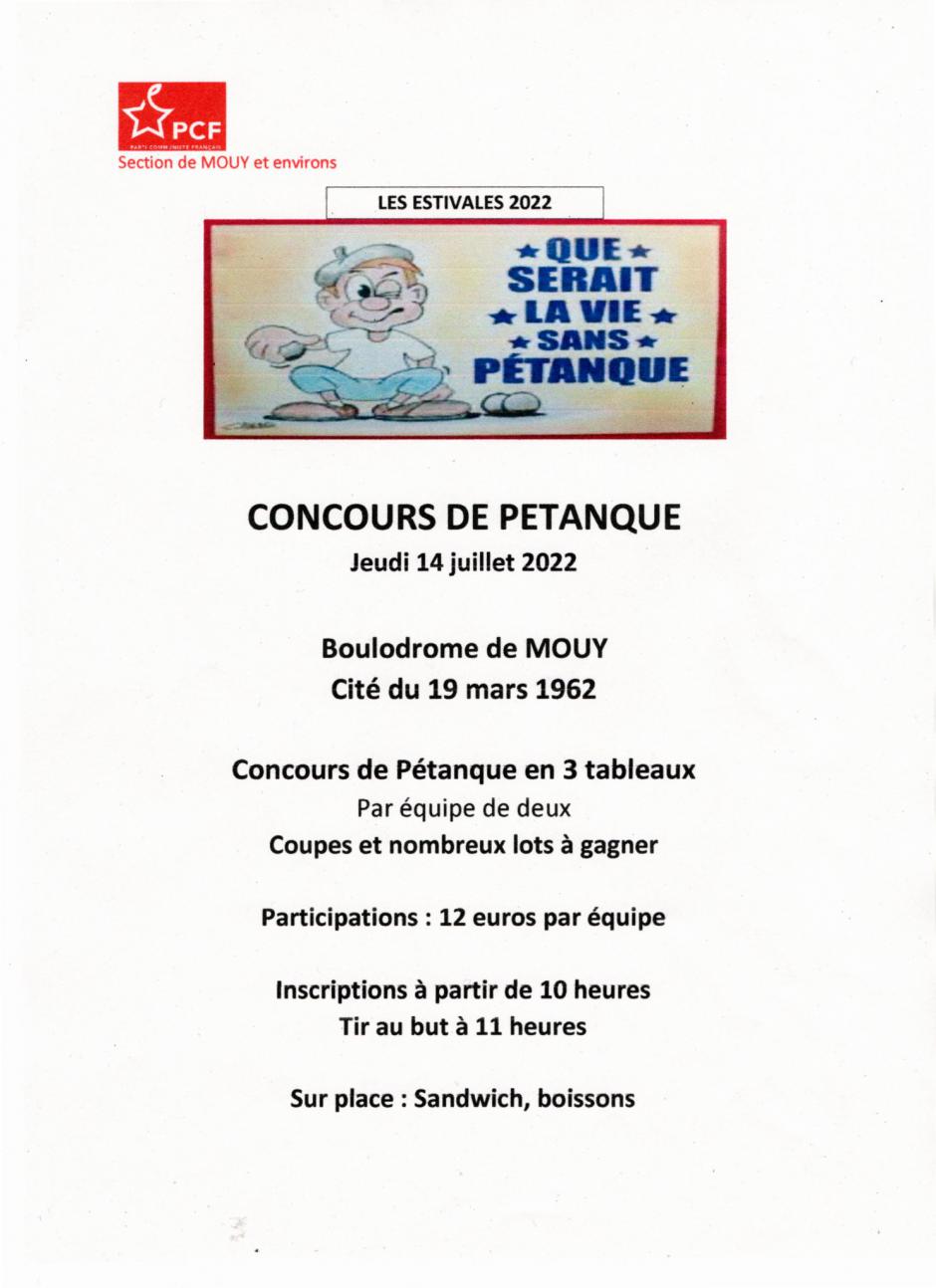 14 juillet, Mouy - Concours de pétanque de la section PCF de Mouy