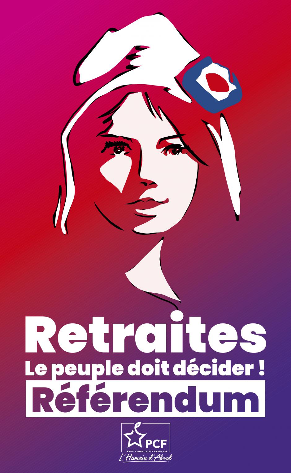 Affiche « Retraites, le peuple doit décider ! Référendum » - PCF, décembre 2022