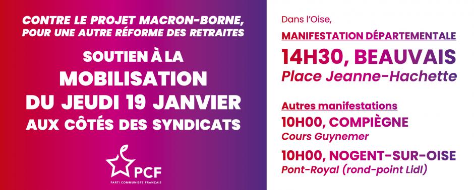 19 janvier, Beauvais, Nogent-sur-Oise & Compiègne - Première journée de mobilisation contre la réforme Macron des retraites
