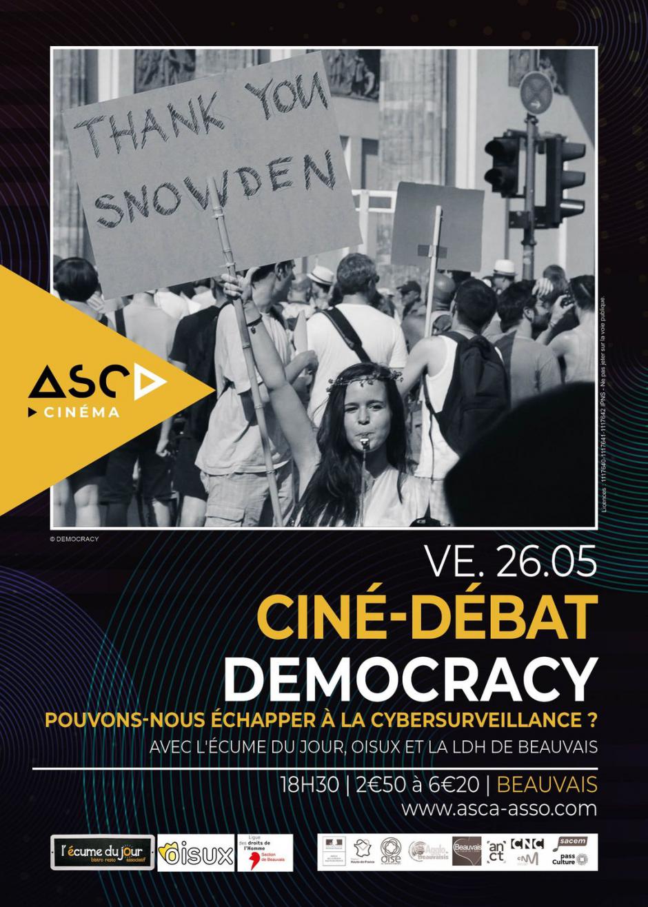 26 mai, Beauvais - L'Écume du jour, Oisux, LDH Beauvais-Ciné-débat « Democracy », sur la cybersurveillance