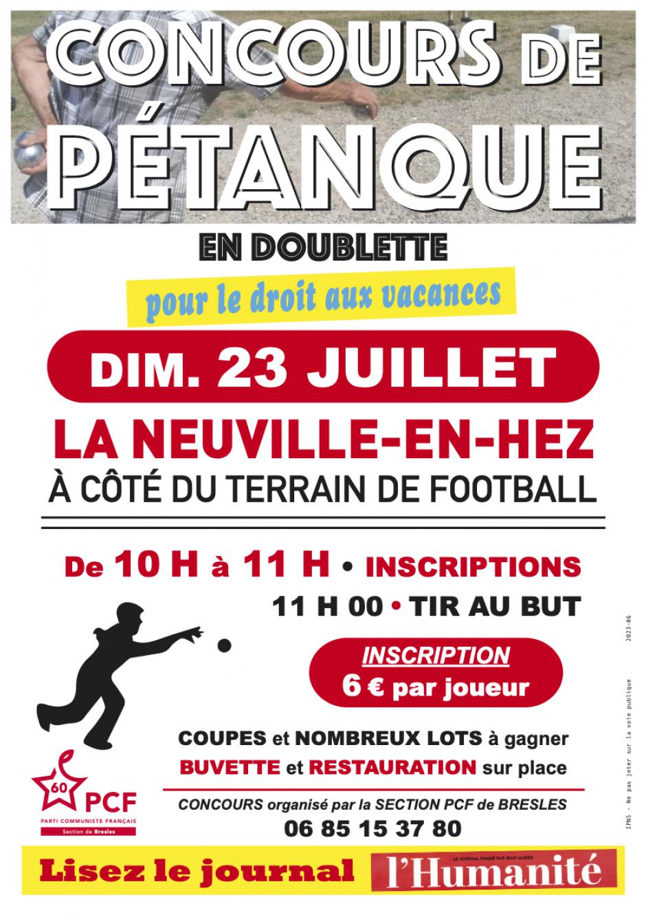 23 juillet, La Neuville-en-Hez - Concours de pétanque de la section PCF de Bresles