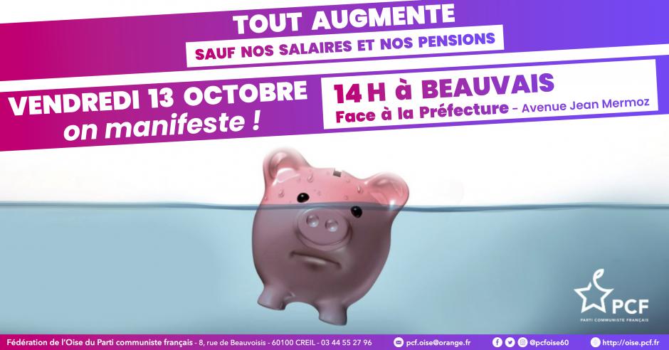 13 octobre, Beauvais - Manifestation contre l'austérité et pour l'augmentation des salaires, des pensions, et l'égalité femme-homme