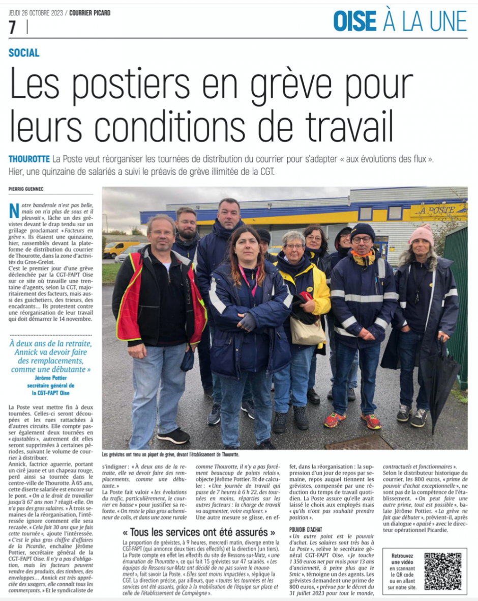20231026-CP-Thourotte-Les postiers en grève pour leurs conditions de travail