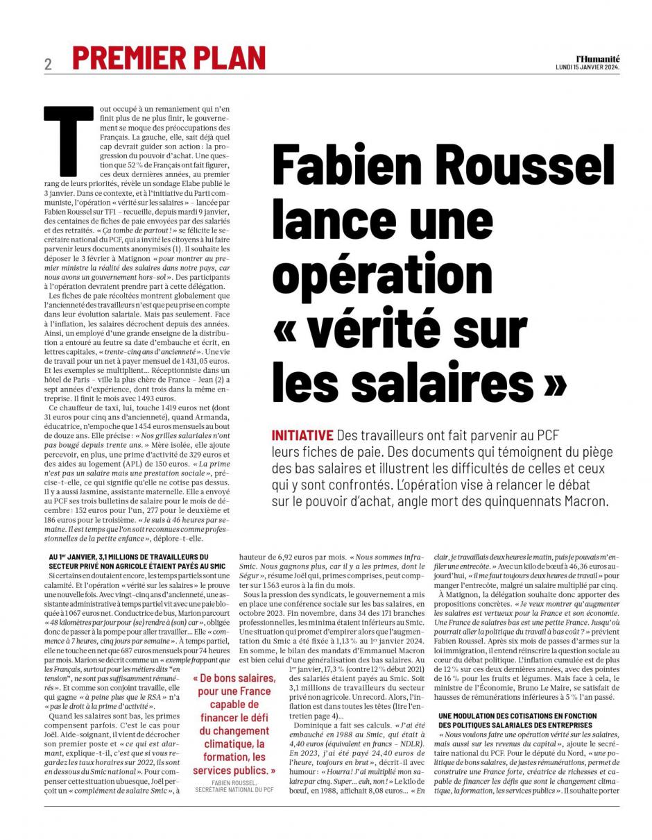 20240115-L'Huma-France-Fabien Roussel lance une opération « vérité sur les salaires »