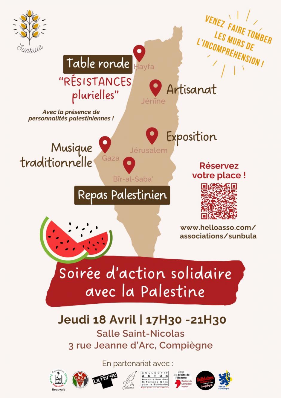 18 avril, Compiègne - Soirée d'action solidaire avec la Palestine
