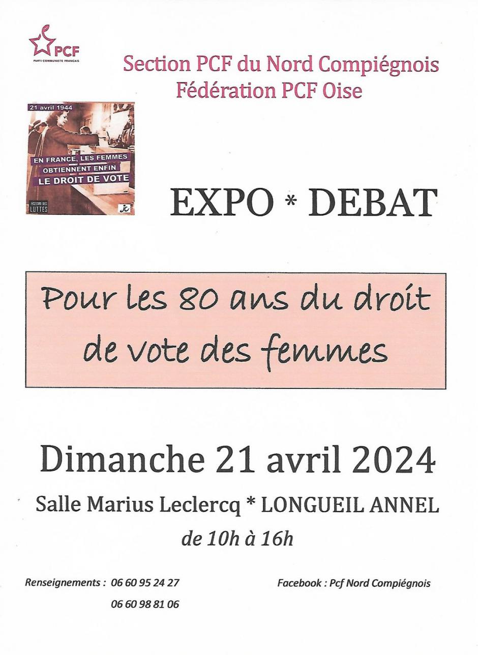 21 avril, Longueil-Annel - Expo-débat « 80 ans du droit de vote des femmes »