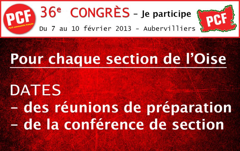 36e congrès - Calendrier des sections de l'Oise