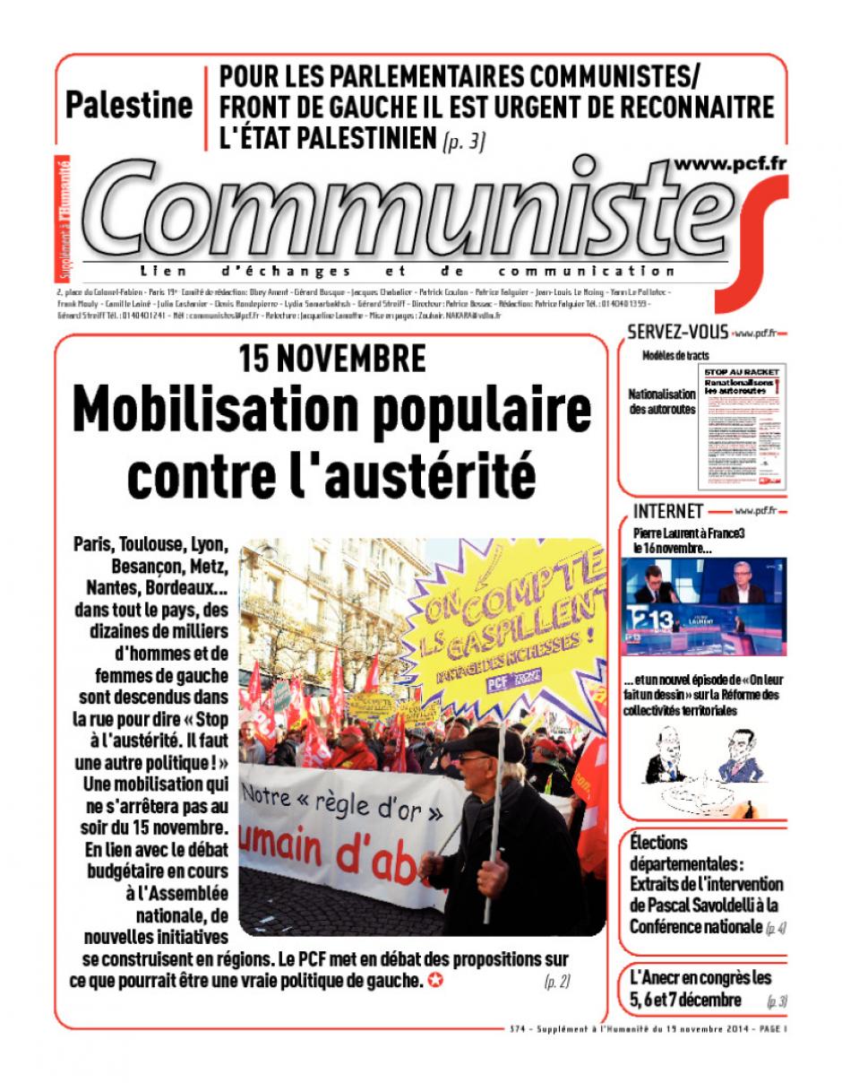 Journal CommunisteS n° 574 - 19 novembre 2014