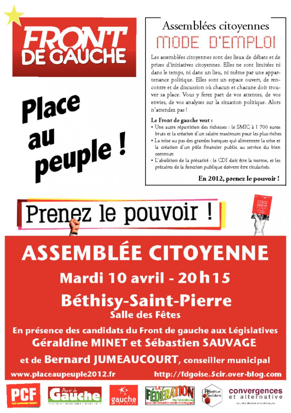 10 avril, Béthisy-Saint-Pierre - Assemblée citoyenne du Front de gauche