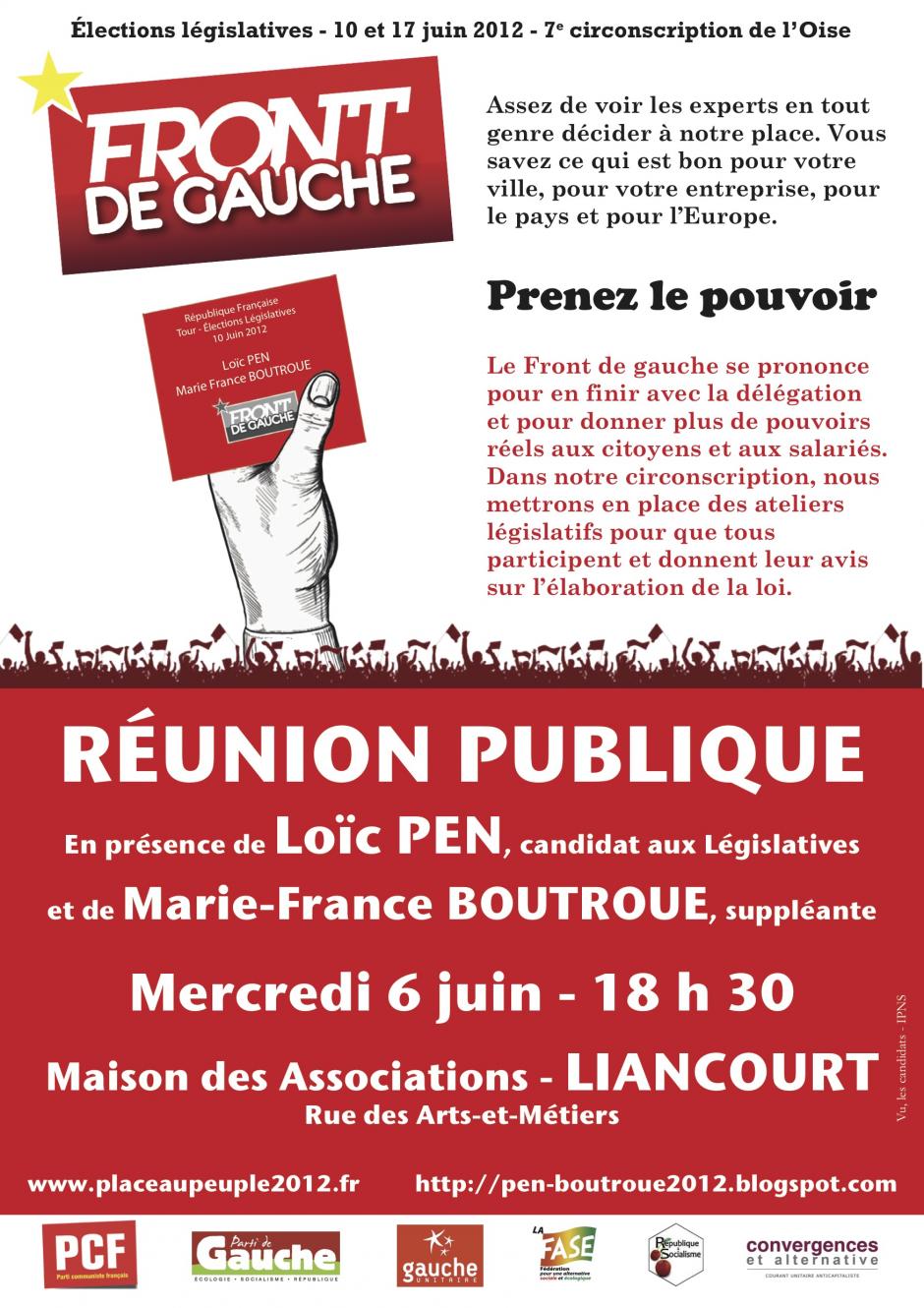 6 juin, Liancourt - Réunion publique du Front de gauche