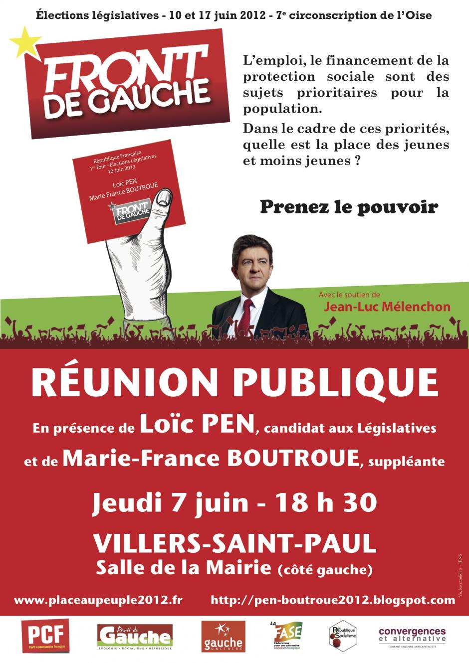 7 juin, Villers-Saint-Paul - Réunion publique du Front de gauche