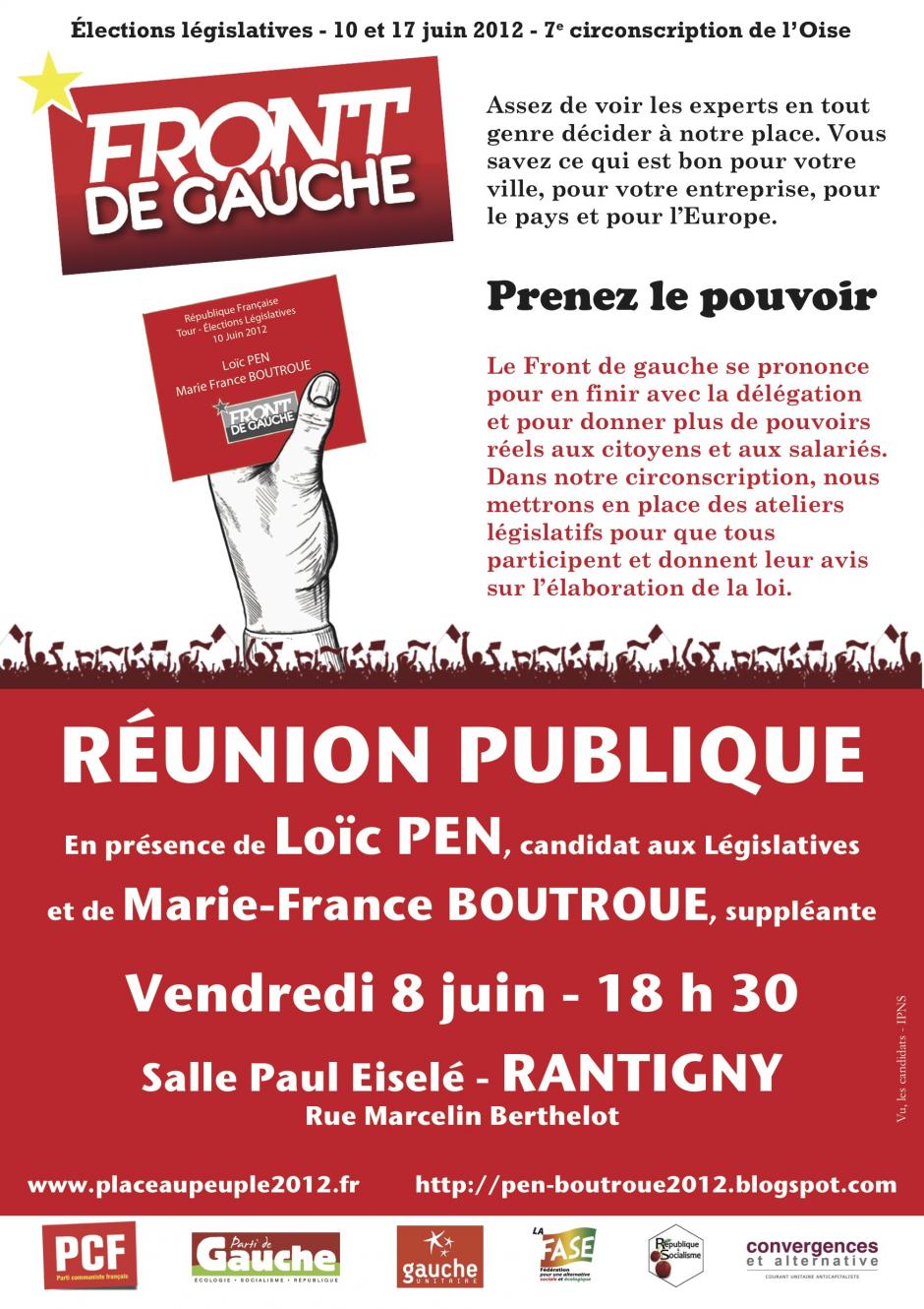 8 juin, Rantigny - Réunion publique du Front de gauche