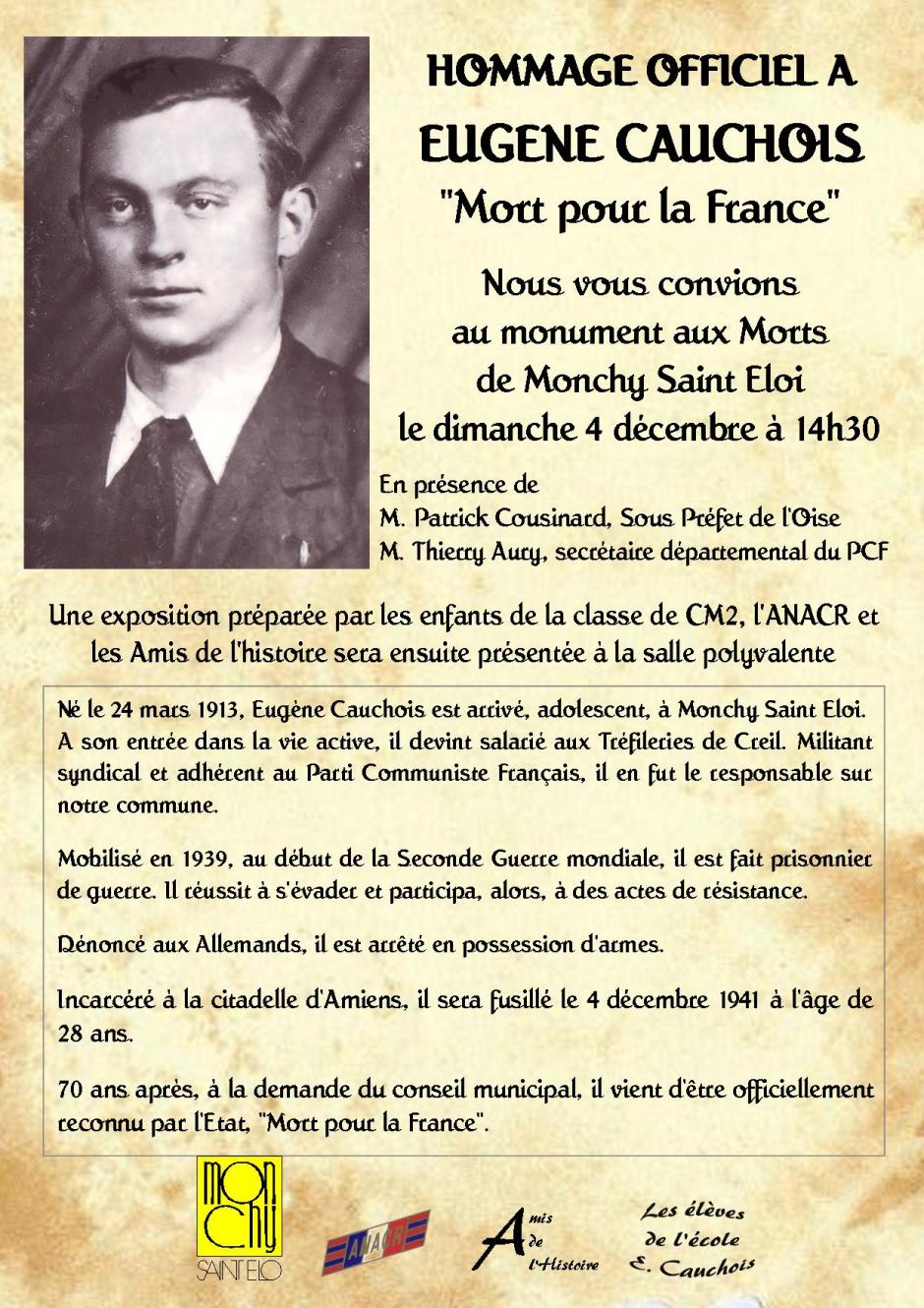 hommage Eugène Cauchois