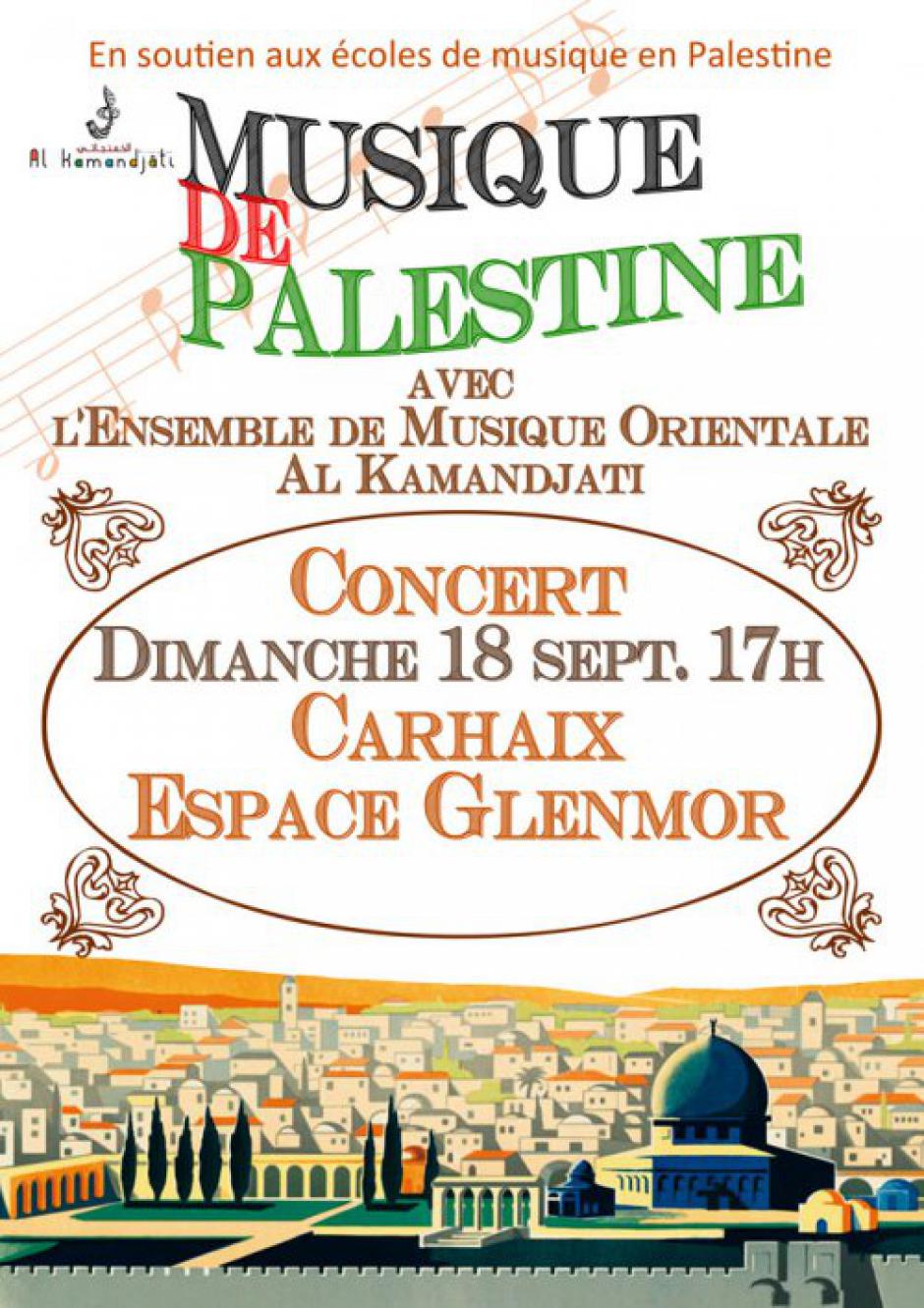 Dimanche 18 septembre à 17h à Carhaix (29) Musique de Palestine avec l'Ensemble Al Kamandjati