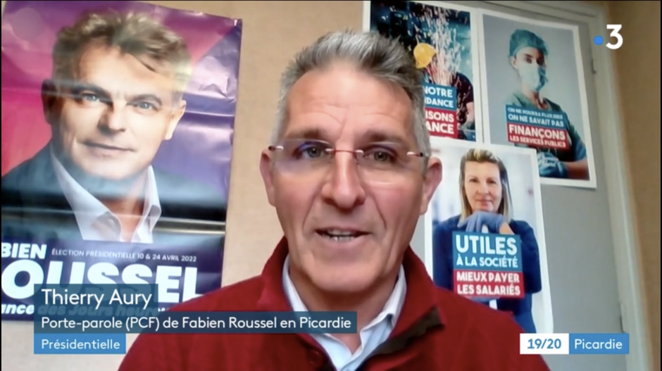 France 3 Picardie-JT 19-20-Fabien Roussel, candidat à la présidentielle pour la France des Jours heureux - 5 avril 2022