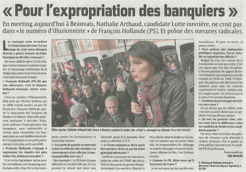 20120129-CP-Beauvais-Nathalie Arthaud ne croit pas dans le « numéro d'illusionniste » de François Hollande