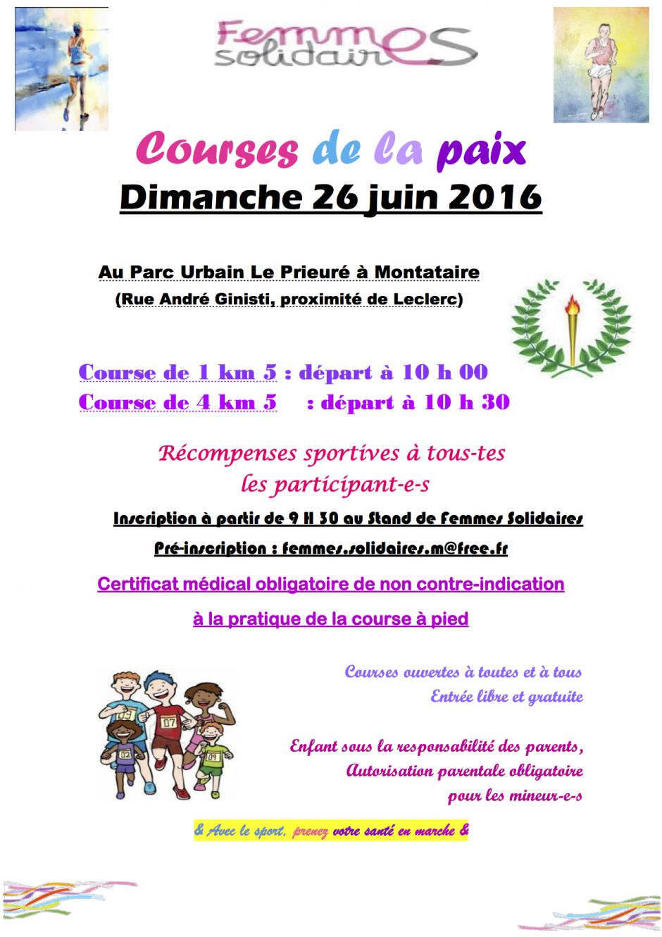 Tract « Courses de la Paix » - Montataire, 27 mai 2016