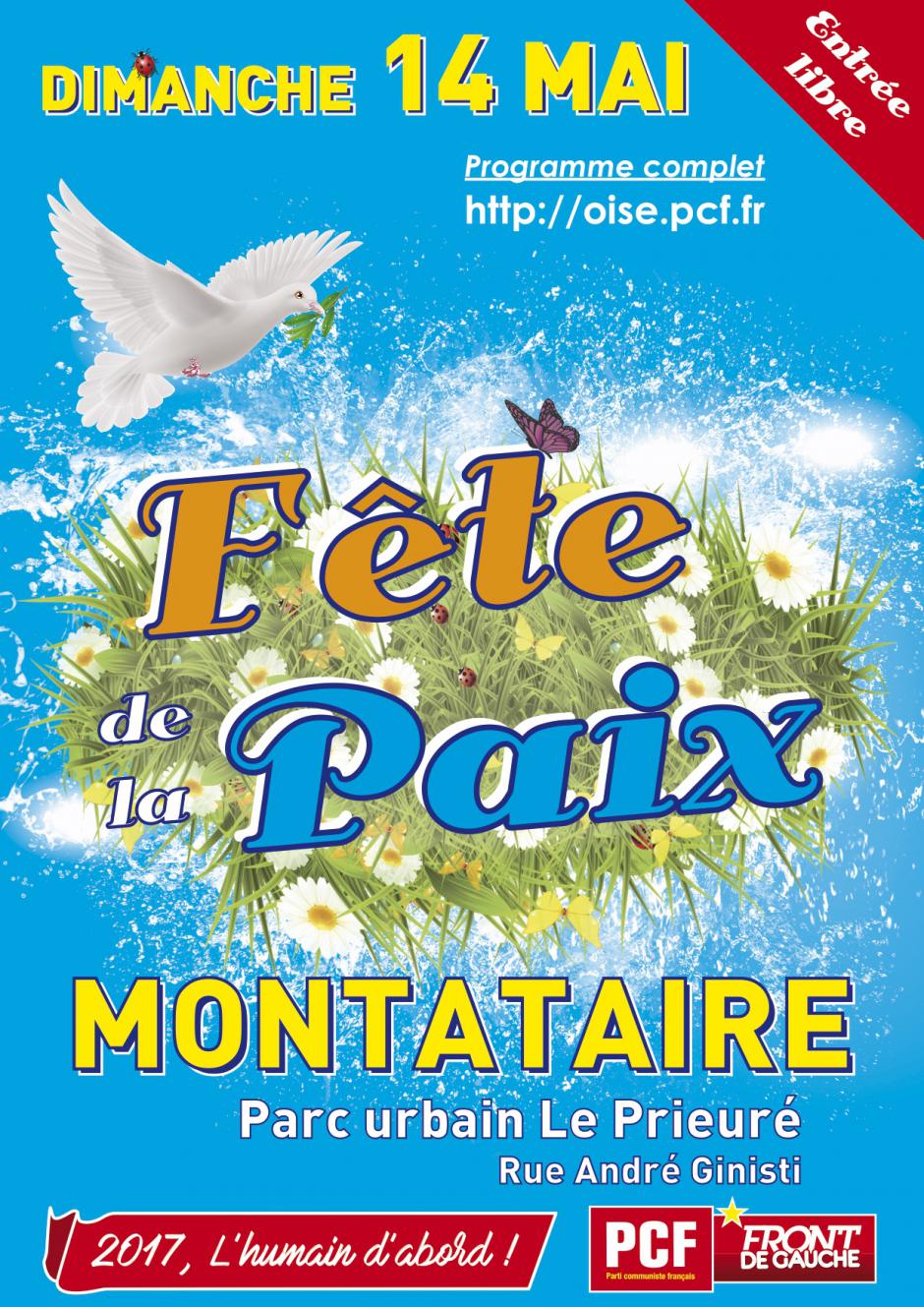 Affiche de la 13e édition de la Fête de la Paix - PCF Oise, 14 mai 2017