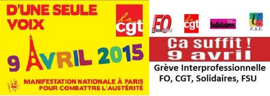 9 avril, Paris - CGT, FO, FSU, Solidaires-Journée de grève interprofessionnelle