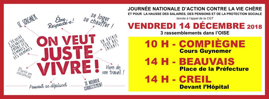 14 décembre, Beauvais, Compiègne & Creil - Journée d'action à l'appel de la CGT