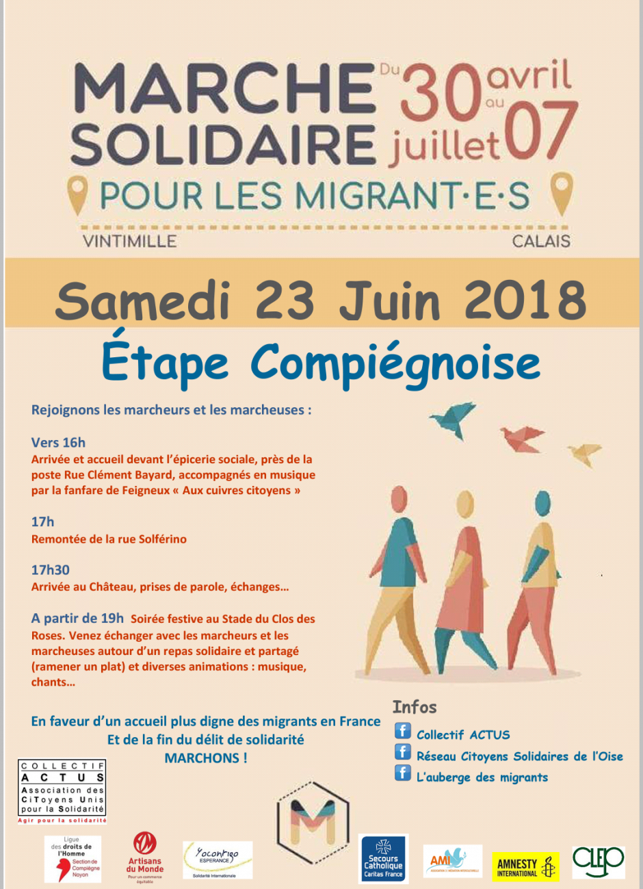 Marche solidaire pour les migrants : étape compiégnoise - 23 juin 2018