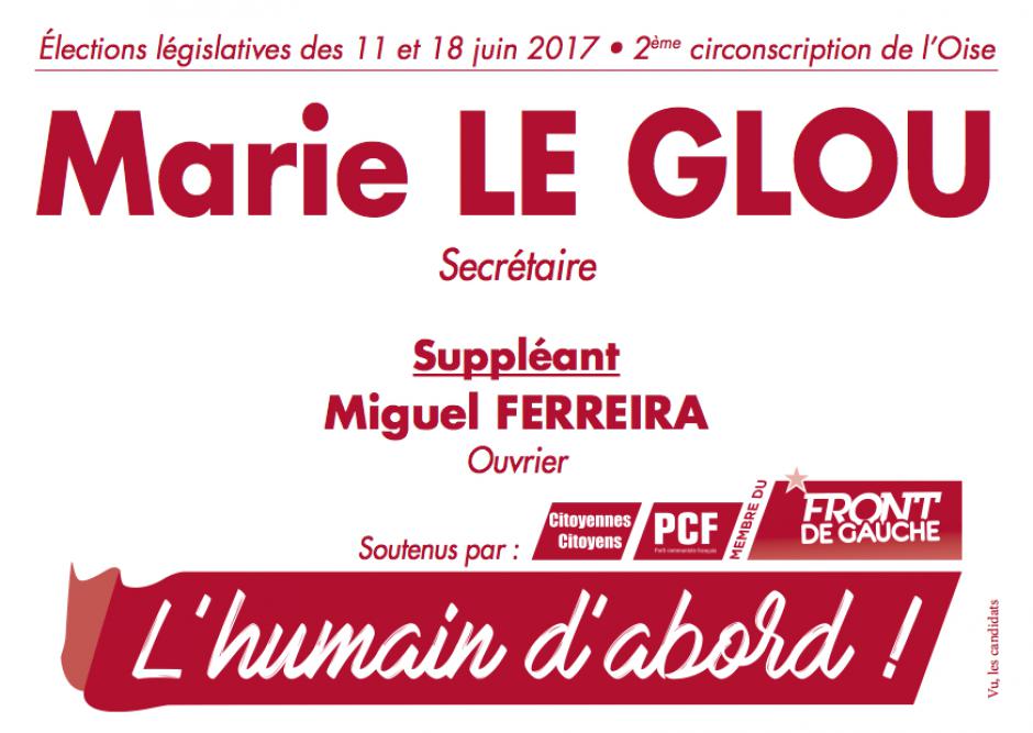 Bulletin de vote « Marie Le Glou et Miguel Ferreira (suppléant) » - 2e circonscription de l'Oise, 11 juin 2017