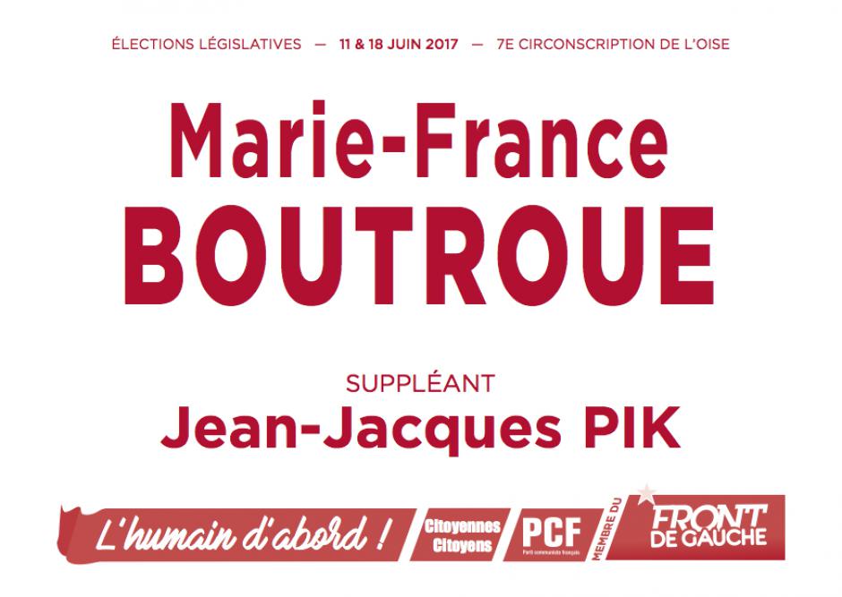 Bulletin de vote « Marie-France Boutroue et Jean-Jacques Pik (suppléant) » - 7e circonscription de l'Oise, 11 juin 2017