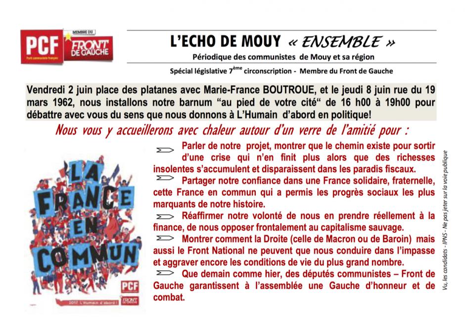 L'Écho de Mouy « Ensemble » - Spécial législative 7e circonscription - 31 mai 2017