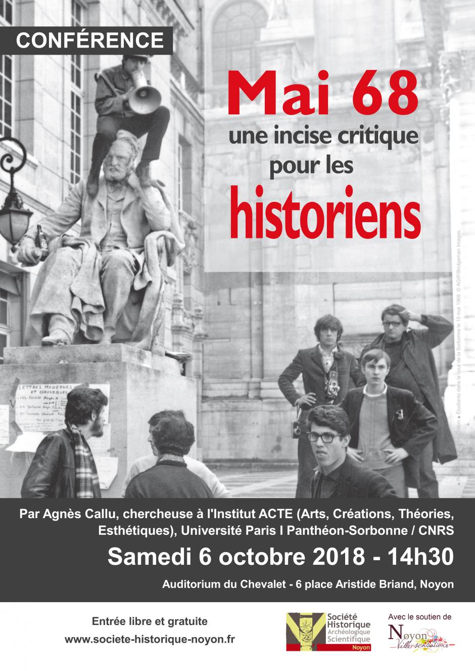 6 octobre, Noyon - Société historique-Conférence « Mai 68 une incise critique pour les historiens »