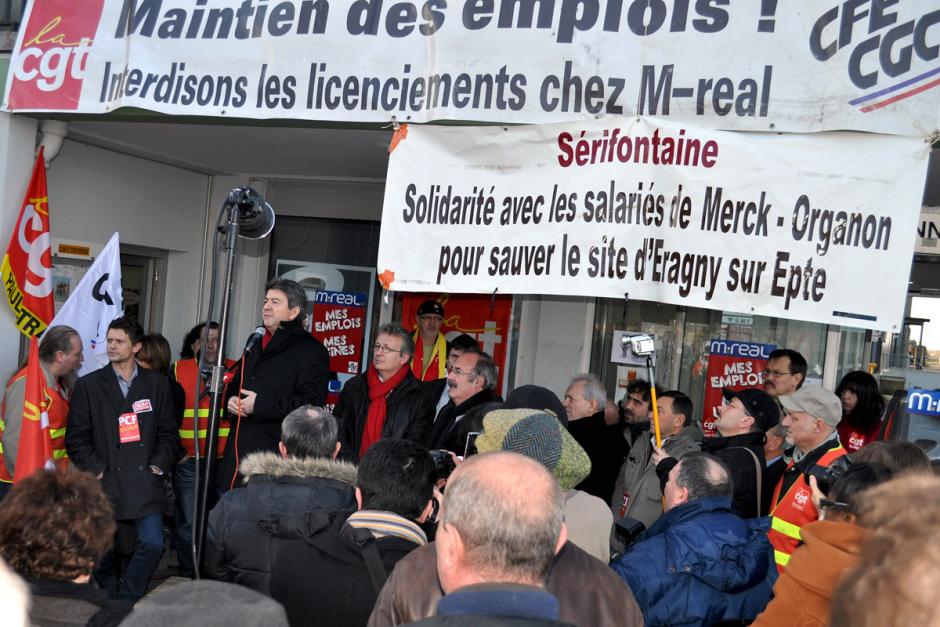 Rencontre des salariés de Merck-Organon avec Jean-Luc Mélenchon et Pierre Laurent - Alizay, 6 janvier 2012