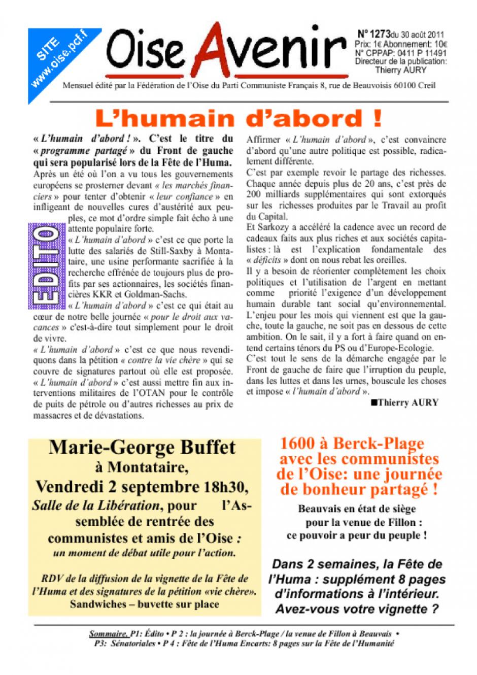 Oise Avenir n° 1273 - 30 août 2011