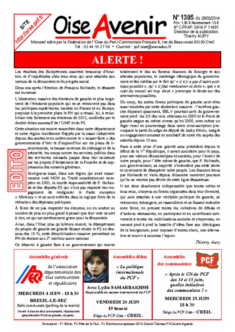 Oise Avenir n° 1305 du 28 mai 2014