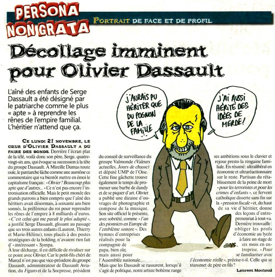 L'Humanité, pages Cactus - Décollage imminent pour Olivier Dassault - 8 décembre 2011