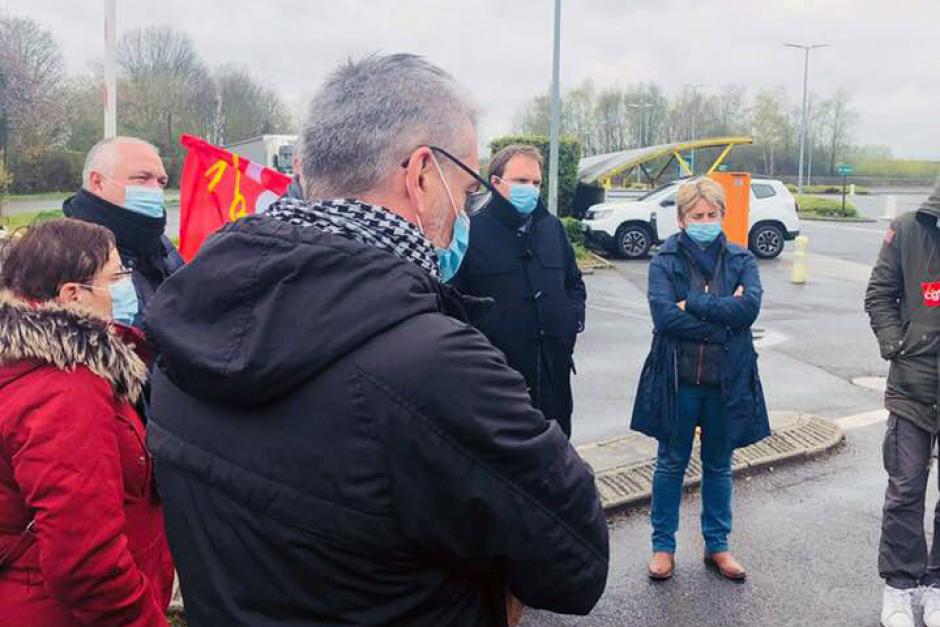 Le sénateur (PCF) Fabien Gay à la rencontre des salarié·e·s en grève de CNHi - Le Plessis-Belleville, 10 avril 2021