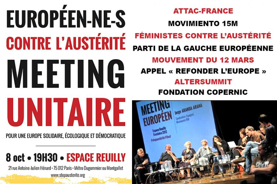 Meeting européen contre l'austérité - Paris, 8 octobre 2012