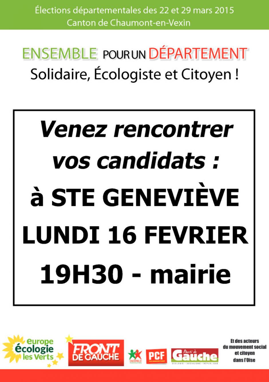 16 février, Sainte-Geneviève - Rencontre avec les candidats du canton de Chaumont-en-Vexin